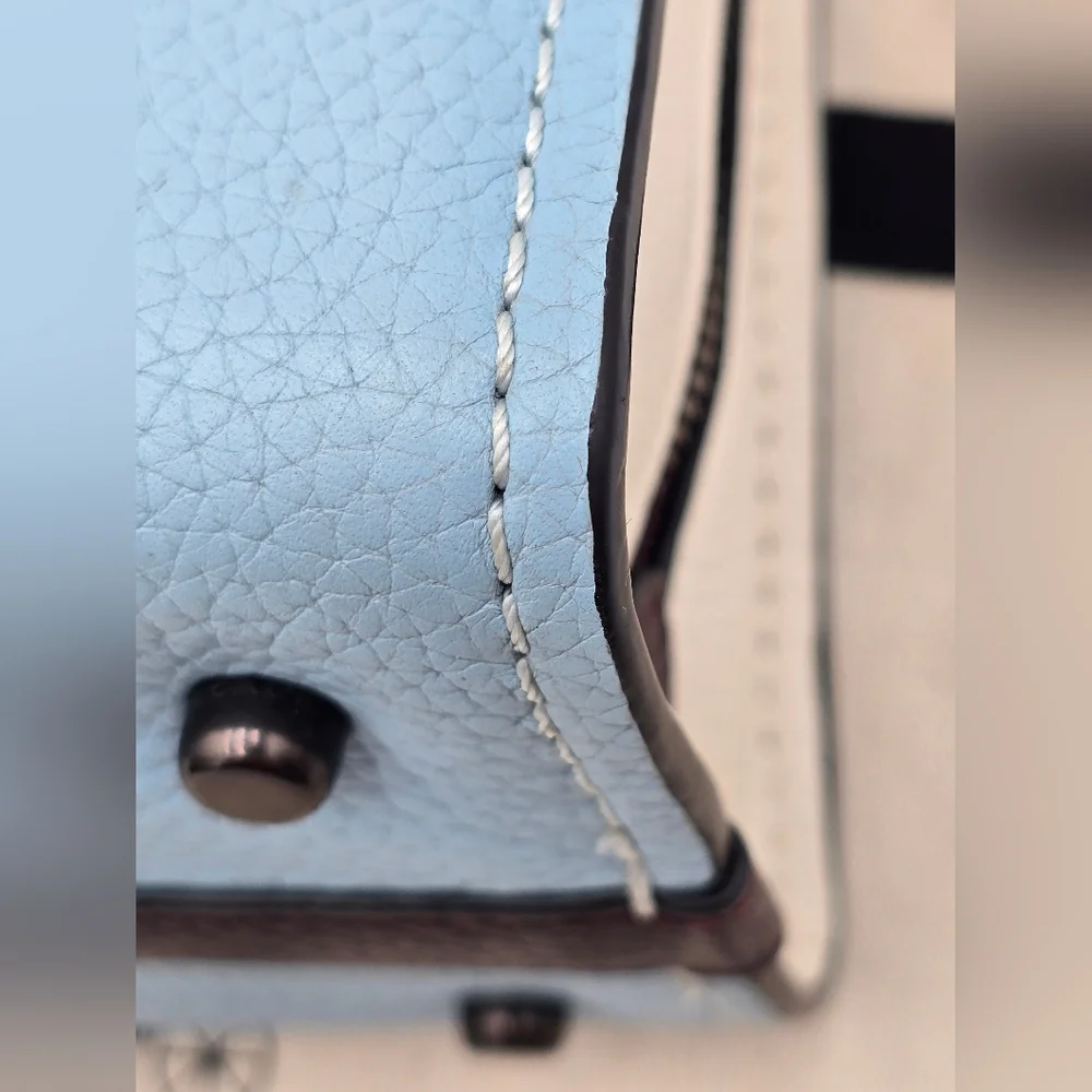 Coach Pebble Leather Cashin Carry Tote 22 In Colorblock, EUC - Picture 5 of 16